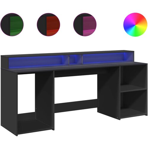 Maison Chic Pisalna miza - pisarni&amp;scaron;ka miza - Računalni&amp;scaron;ka miza z LED lučkami črna 200x55x91 cm inženirski les, (21785241) Slike