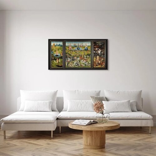  Slika - Hieronymus Bosch &amp;ndash; The Garden of Earthly Delights 60x30 U crnom drvenom okviru Slike