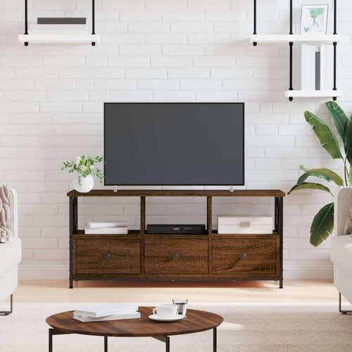 TV omarica rjavi hrast 102x33x45 cm inženirski les in železo, (20734591) Cene