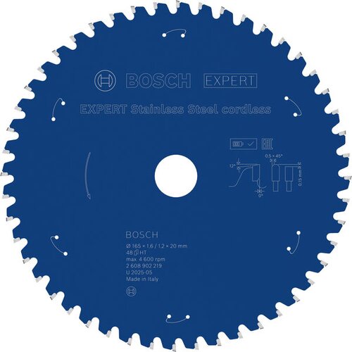 Bosch list kružne pile za metal 165 x 20 mm 48 Z EXPERT STAINLESS STEEL 2608902219 Slike