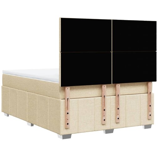  Krevet s oprugama i madracem krem 160x200 cm od tkanine Slike