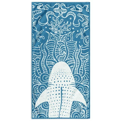 DecoKing Modra brisača za plažo 90x180 cm Shark - DecoKing