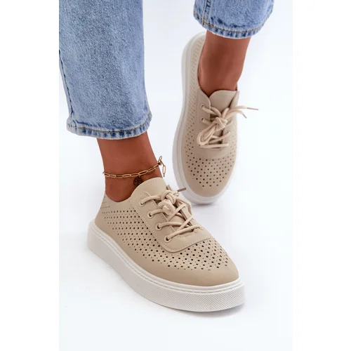 Kesi Beige openwork Tanvi platform sneakers