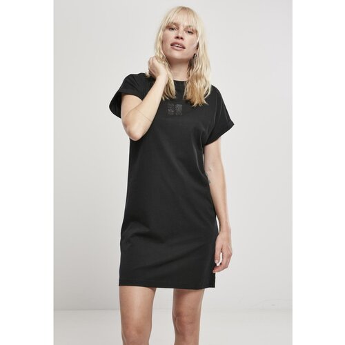 Urban Classics Ladies Cut On Sleeve Printed Tee Dress Black/black Slike