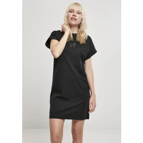 Urban Classics Ladies Cut On Sleeve Printed Tee Dress Black/black