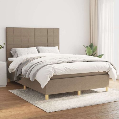  Box spring postelja z vzmetnico taupe 140x200 cm blago, (20893213) Cene