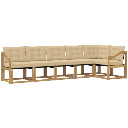 vidaXL Zunanja garnitura za sedenje z blazino 6 pcs Bela in bež, (5000282235) Cene