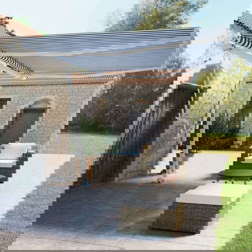  Samostojeća automatska tenda 400 x 350 cm plavo-bijela Slike
