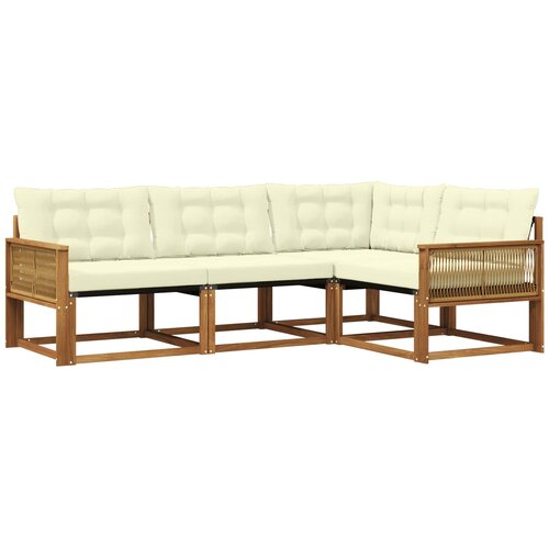 vidaXL Zunanja garnitura za sedenje z blazino 4 pcs Naravna in smetana, (5000273329) Cene