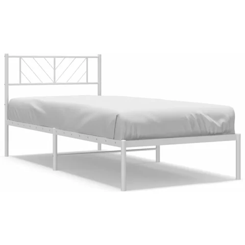 vidaXL Kovinski posteljni okvir z vzglavjem bel 80x200 cm, (20904840)