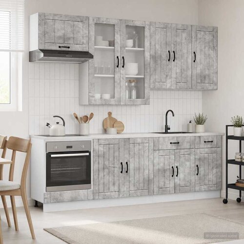  Kuhinjska jedinica LUCCA 8 pcs Betonska siva Konstruirano drvo Cene