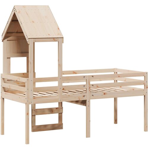  Visoki krevet s krovom 90 x 190 cm od masivne borovine Slike