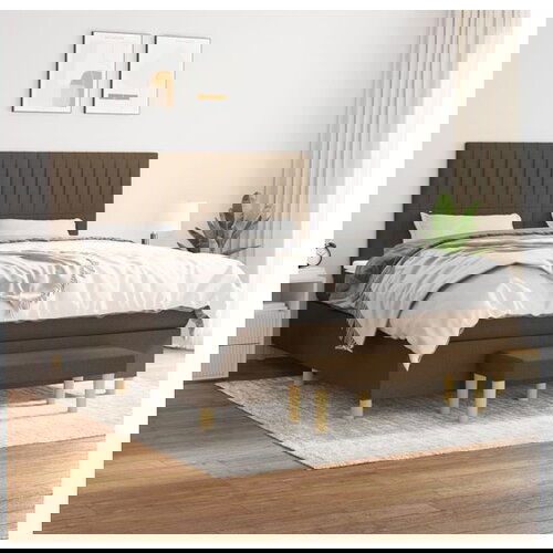 VidaXL Box spring postelja z vzmetnico temno rjava 180x200 c Slike