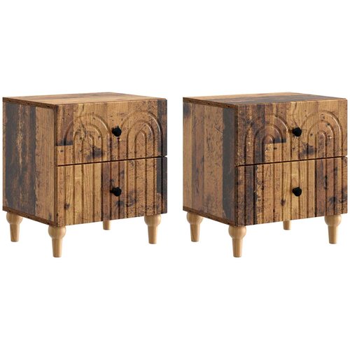  Noćni ormar s ladicama 2 pcs Staro drvo 43 x 34,5 x 48 cm Cijene