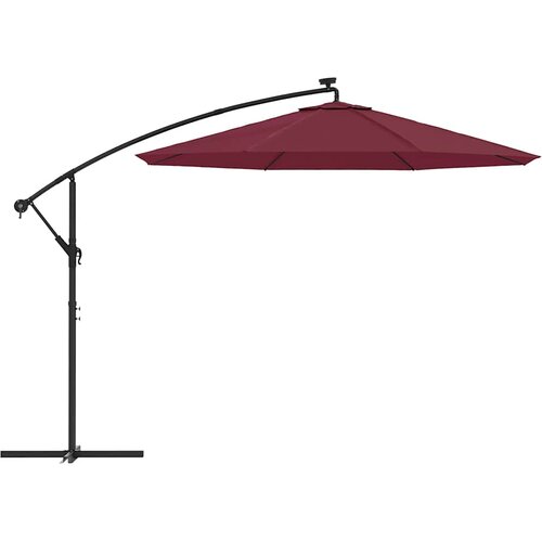  Konzolni vrtni suncobran LED s čeličnim stupom crvena boja vina Slike