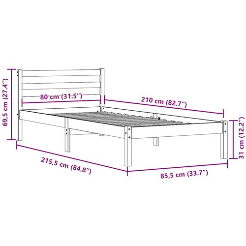  Krevetna konstrukcija s uzglavljem Smeđa 215,5 x 85,5 x 69,5 cm Slike