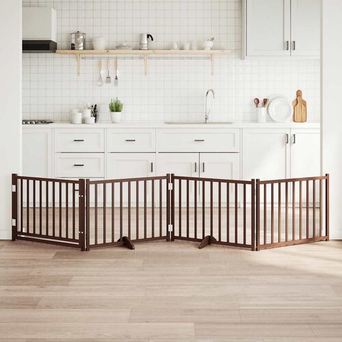 vidaXL Vrata za pse s vratima sklopiva 4 panela smeđi hrast 320 cm Cijene