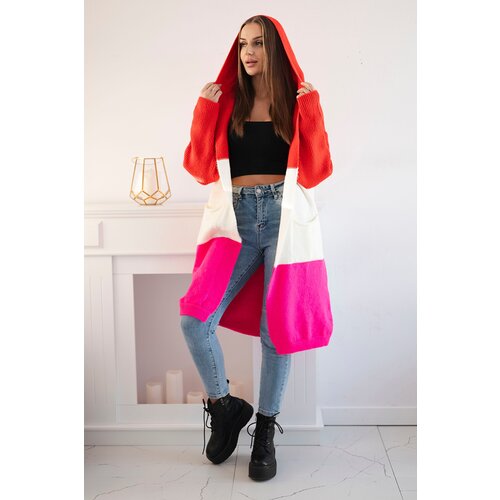 Kesi Striped hooded sweater red+ecru+pink Slike