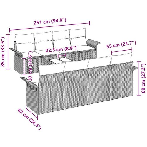  komadni vrtni sofa set s jastučićima svijetlosivog poli ratana Slike