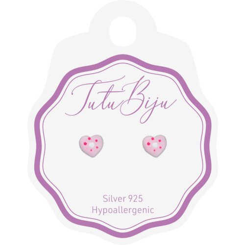 Tutu Biju Uhančki Hearth 6.0 mm - Silver Rose Pois - THE60S017 Slike