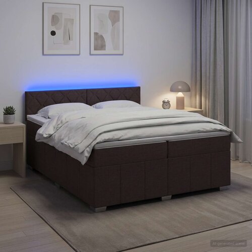  Boxspring krevet s madracem Tamno smeđa 200 x 200 cm Tkanina Cene