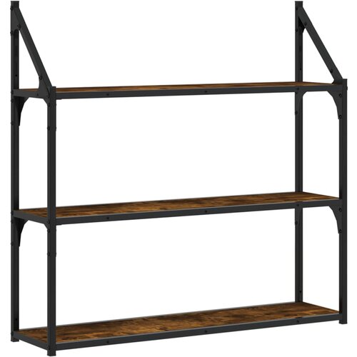 Maison Chic Stenska polica - Viseča Polica 3-nadstropna dim. hrast 80x21x78,5 cm inž. les, (21793943) Slike