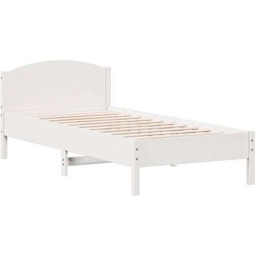 vidaXL okvir za krevet s uzglavljem bijeli 90x200 cm masivna borovina Cene