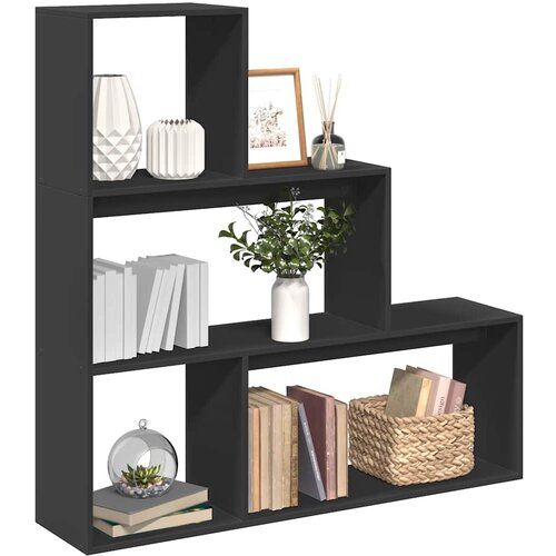 Pregrada regal za knjige 3 razine crni 123x29x123 cm drveni Cijene