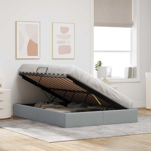  Krevet s od storage Svijetlo siva 135 x 190 cm tkanina Slike