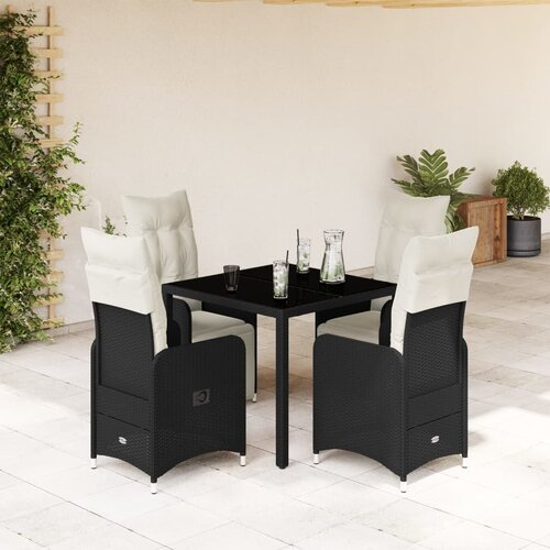 vidaXL 5-dijelni vrtni bistro set od poliratana s jastucima crni Cene