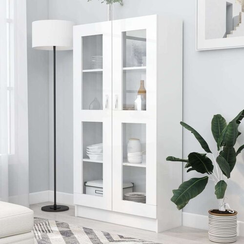 vidaXL Vitrina bela 82,5x30,5x150 cm iverna plošča Cene