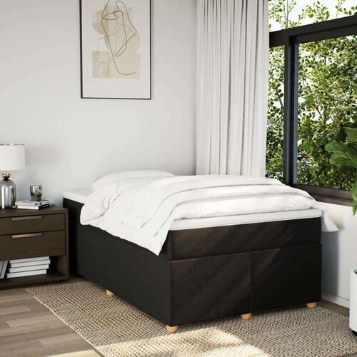 VidaXL Krevet s oprugama i madracem crni 120 x 200cm od tkanine Slike