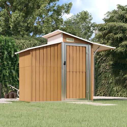 VidaXL Vrtno spremi&amp;scaron;te smeđe 270 x 130 x 208,5 cm od pocinčanog čelika Slike