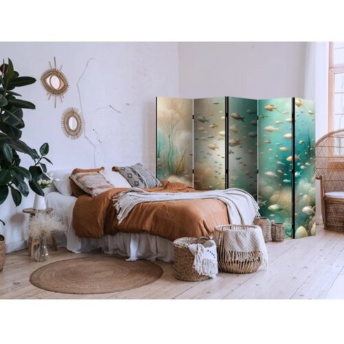  Paravan - Spectacular Underwater Landscape - Fish in an Underwater World in Turquoise Blue Beige and Delicate Orange Colors 225x Cene