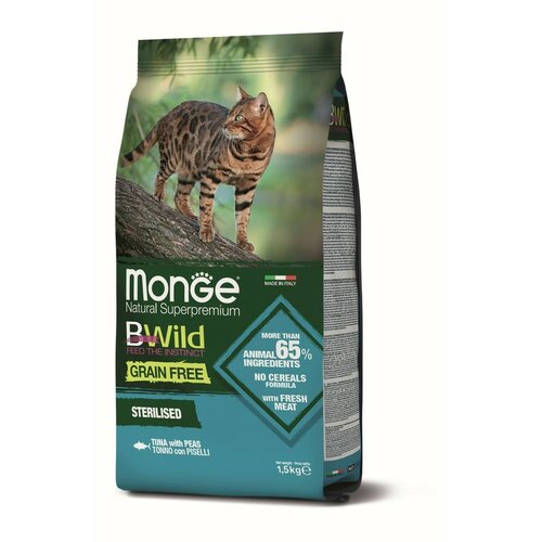 Monge CAT - BWild Grain Free - za sterilisane mačke - tuna i grašak 1.5kg Slike