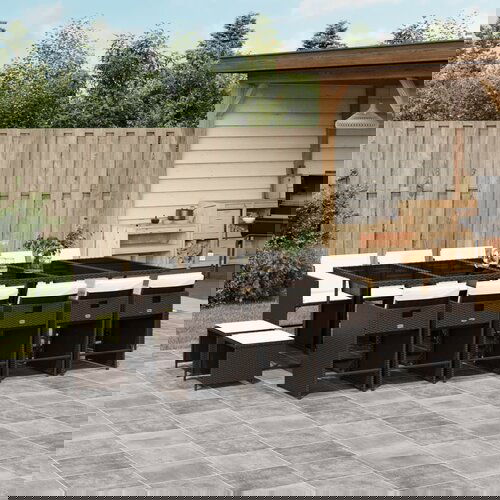 vidaXL 15-dijelni vrtni blagovaonski set s jastucima poliratan smeđi Cijene