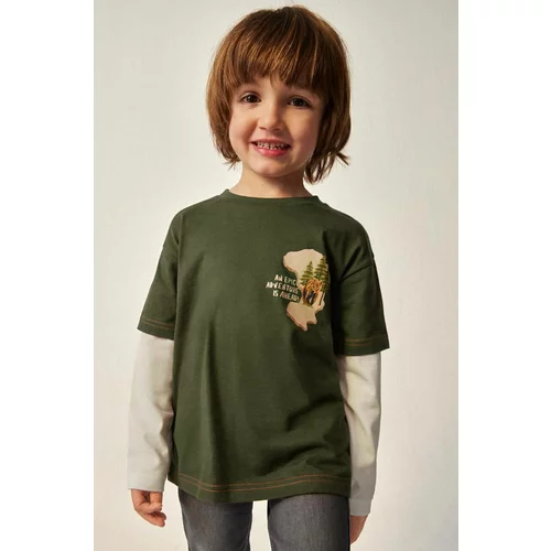 Mayoral Otroška bombažna majica z dolgimi rokavi zelena barva