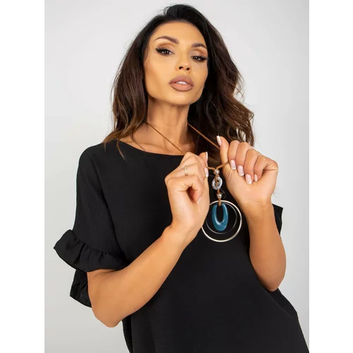 Fashion Hunters Black oversize blouse with ruffles on the sleeves