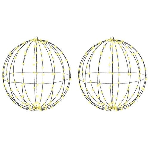 VidaXL Žogica med 384 LED 2 pcs Toplo bela 60 cm Kovina Slike