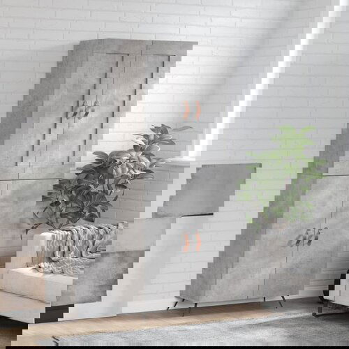 VidaXL Visoka komoda siva betona 69 5x34x180 cm od konstruiranog drva Slike