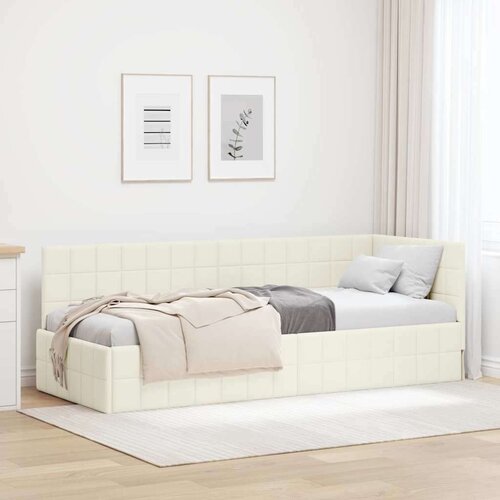 vidaXL Kotna postelja z vzglavjem krema 80 x 200 cm Žamet Cene
