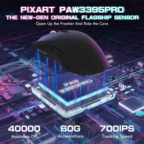 Attack Shark bežični gaming mi&amp;scaron; X1 PAW3395PRO/40000 dpi/omron switches/trimode/black + charging dock Slike