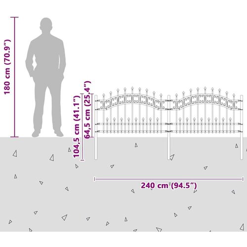 vidaXL Vrtna ograja Siva 115 cm Jeklo s prašnim premazom Cene