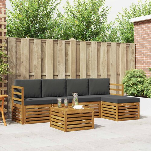  Set vanjskih sofa 6 kom. Prirodna i antracit Bijela 59 x 59 x 37 cm Cene