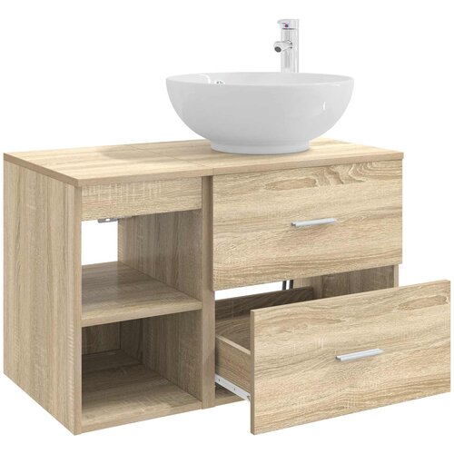  Set namje&amp;scaron;taja za kupaonicu 2 kom. Hrast sonoma Smeđa 49,5 x 44,5 x 80 cm Slike
