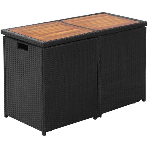  3-dijelni bistro set od poliratana s jastucima crni Slike