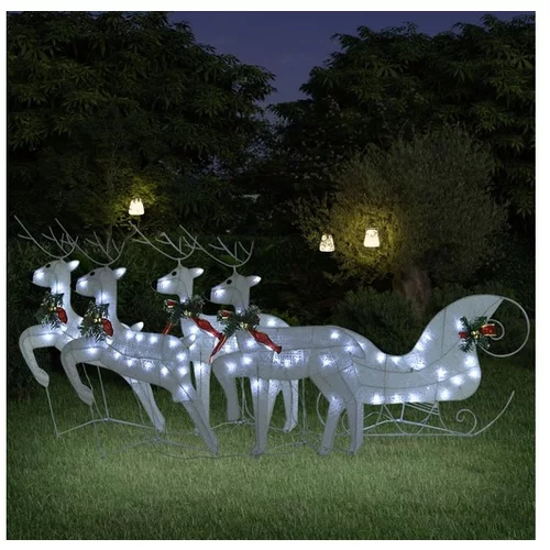  Zunanji božični jeleni s sanmi 100 LED lučk beli