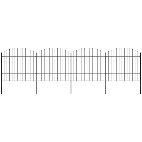  Vrtna ograda s vrhom koplja Čelik 714,5 x 175 cm Crna Cene
