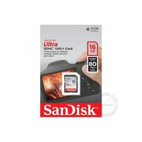 Sandisk SDHC 16GB Ultra 80mb/s memorijska kartica Slike