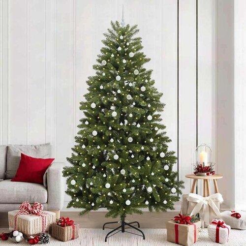 vidaXL Umjetno božićno drvce S LED lampica Zelena 240 cm PVC i metal Cene